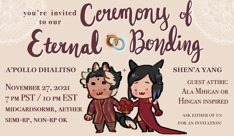 eternal bonding ceremony invitation - a'pollo's ring is the silver one (SHB-onward)
