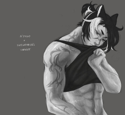 apollo as a dark knight, in a tank top