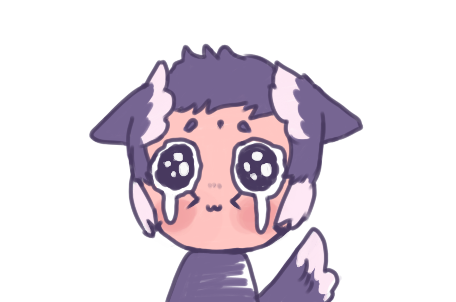 chibi drawing of Apollo, eyes welling up with tears cutely.